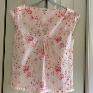 Ben Sherman Pink Flowered Cap Sleeve Blouse